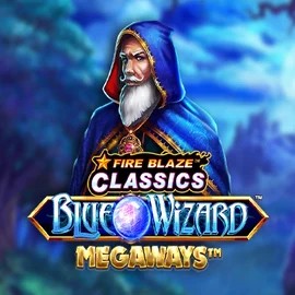 Fire Blaze Blue Wizard Megaways logo by Rarestone Gaming at Casinacho CasinoFire Blaze Blue Wizard Megaways